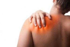 woman with scapular muscle pain