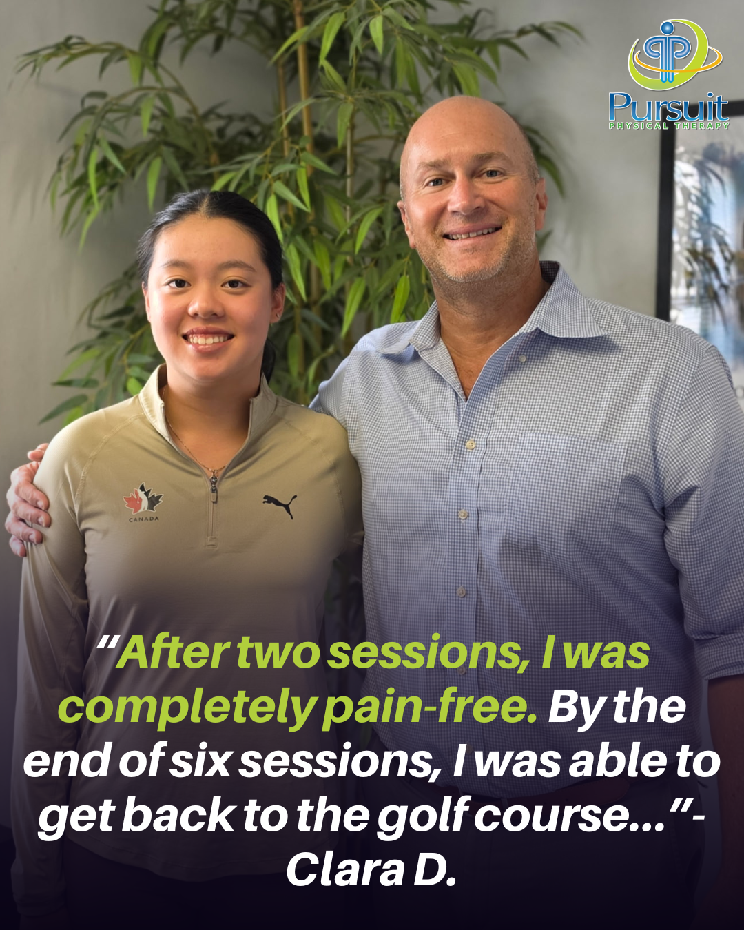 “After 4 sessions, I was pain free and back working out!”